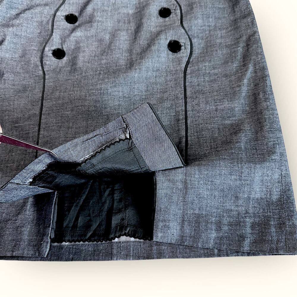 Anthropologie Cidra Pencil Skirt Casual Sailor Double Buttons Slit Gray Lined - Picture 4 of 7